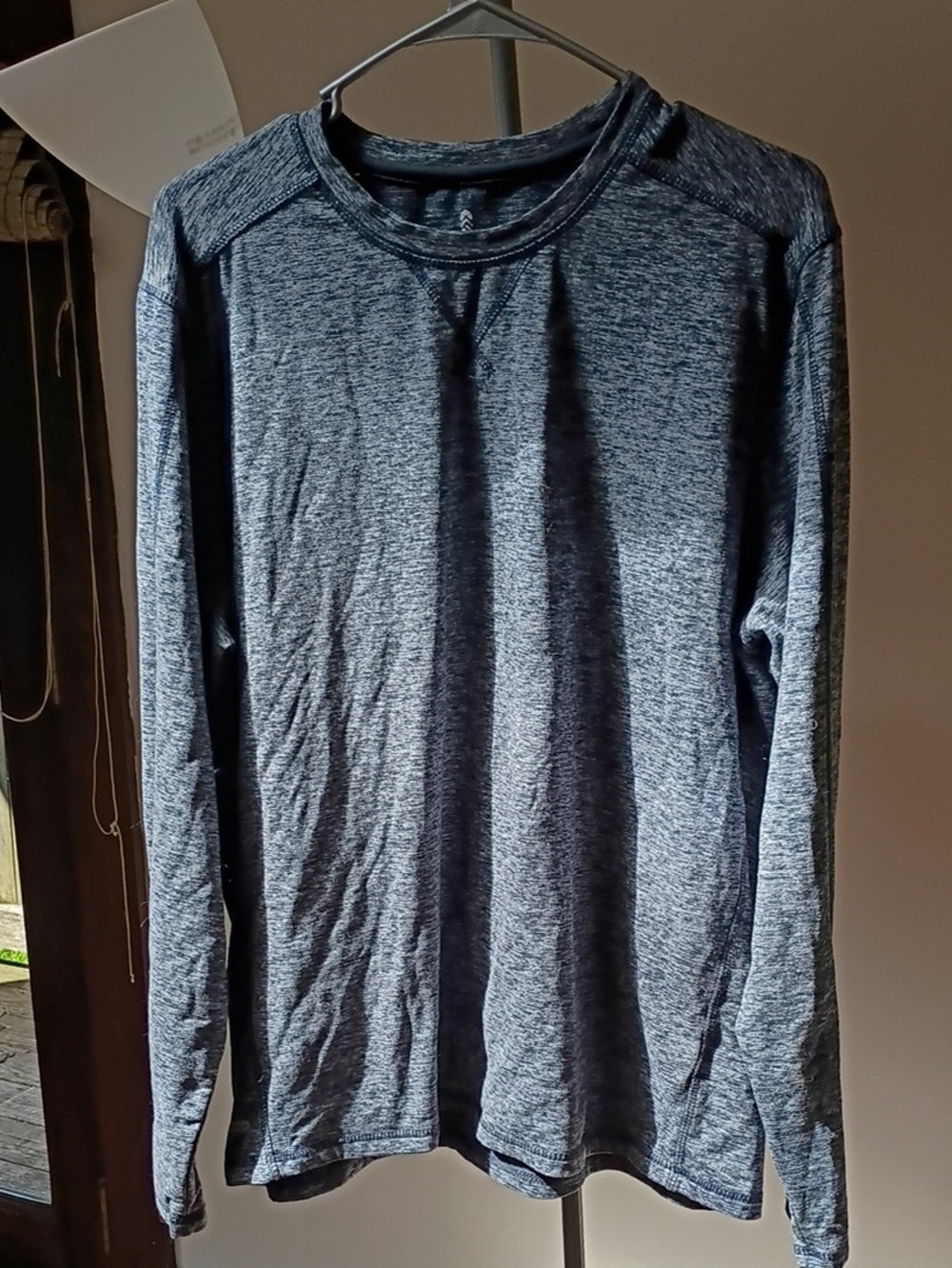 Free Country Men's Long Sleeve Heathered Navy Performance Tee